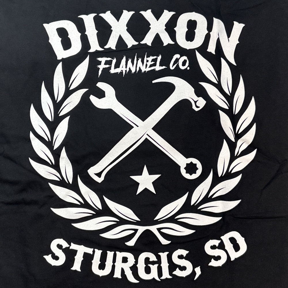 Dixxon Short Sleeve Black T-Shirt White Sketchy Crest Men's Size 2X NEW